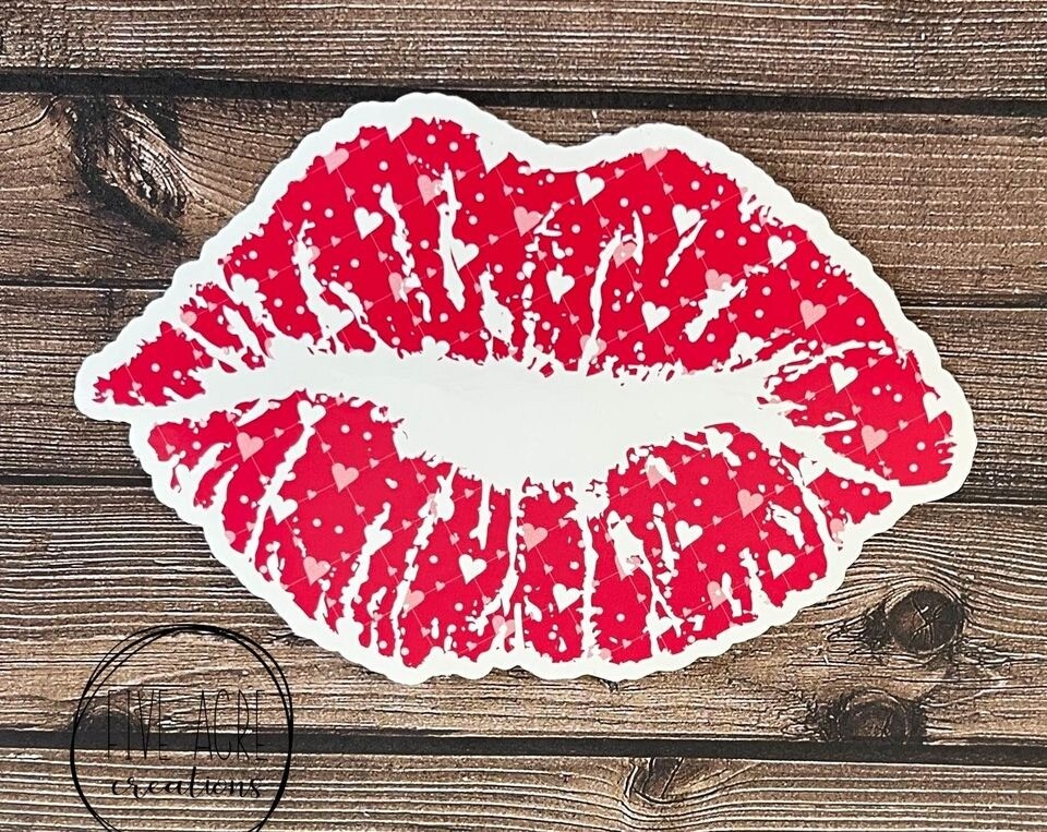 Red Lips Sticker – Car Decal – Laptop Sticker – Water Bottle Decal