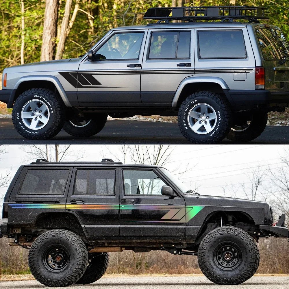 Aftermarket Jeep Cherokee XJ Retro Hockey Stick Racing Side Stripe Decal – Body