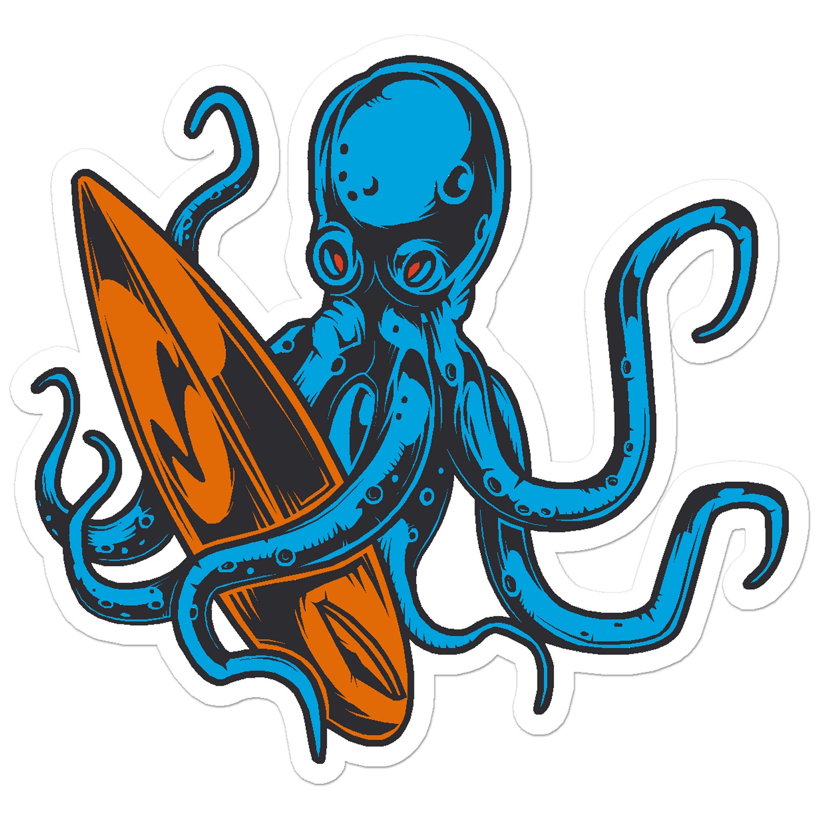 Octopus Surfboard – Vinyl Decal Sticker – Car Window Laptop – ebn11447