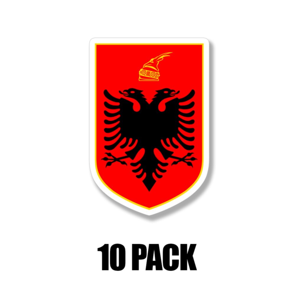 Albanian Coat of Arms Cell Phone Sticker Mobile Albania flag 2 PACK 4 Inch Tall