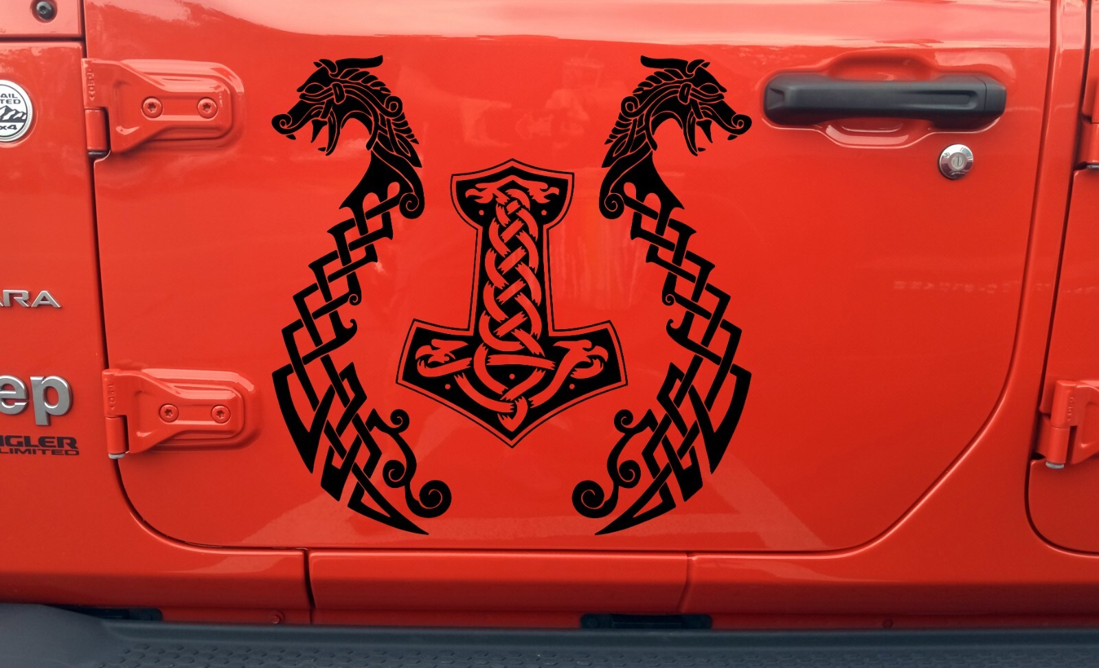 Viking Dragons with Mjolnir Vinyl Decal – Hammer Icelandic Norse Mythology