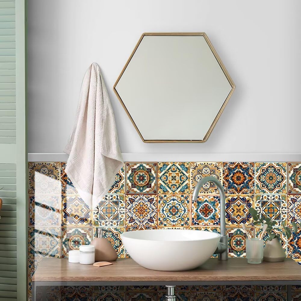 Peel and Stick Moroccan Tile Stickers, Waterproof Backsplash for Kitchen