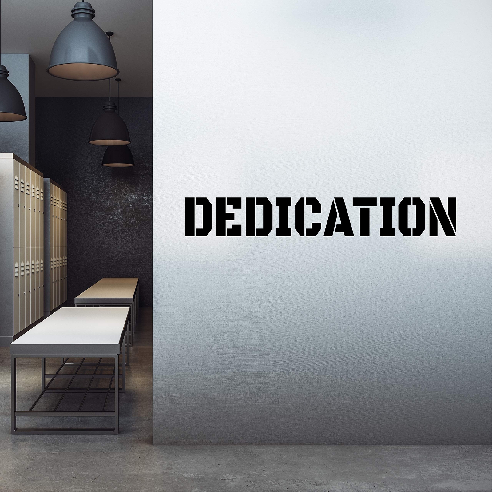Extra Large Gym Wall Decal | Dedication | 7 in H x 48 in W| Big Lettering Hom…