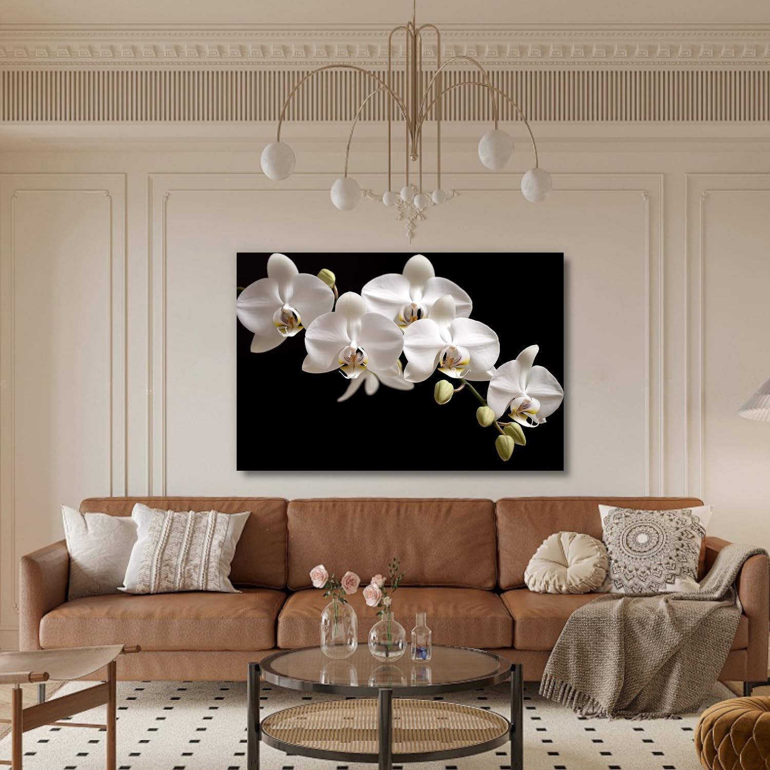 Orchid Canvas Wall Art Bathroom Wall Decor Black Posters White Floral Paintin…