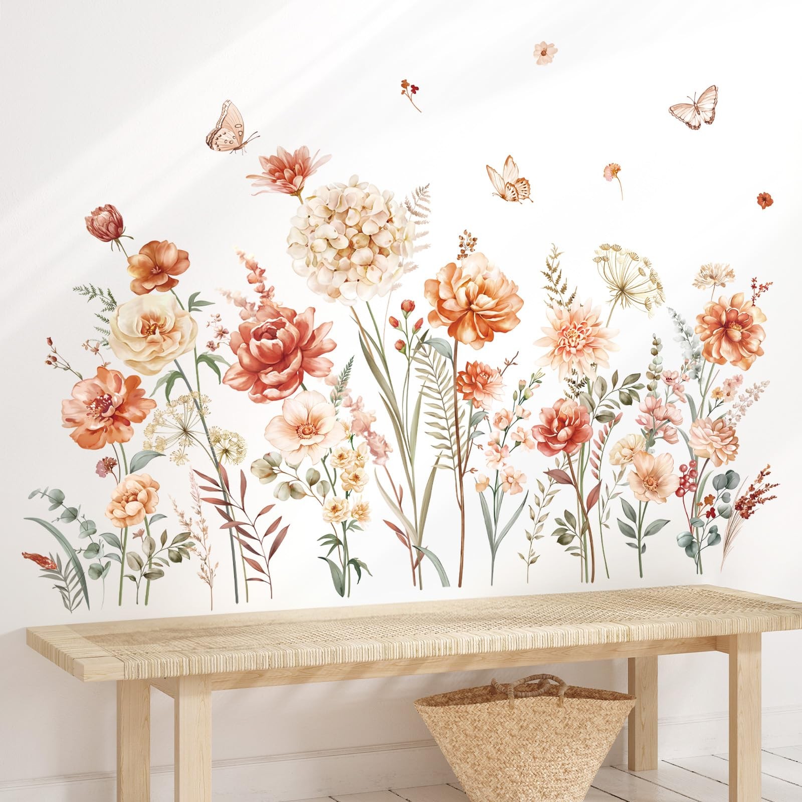 Boho Flower Wall Decals Wildflower Garden Floral Grass Wall Stickers Girls Be…