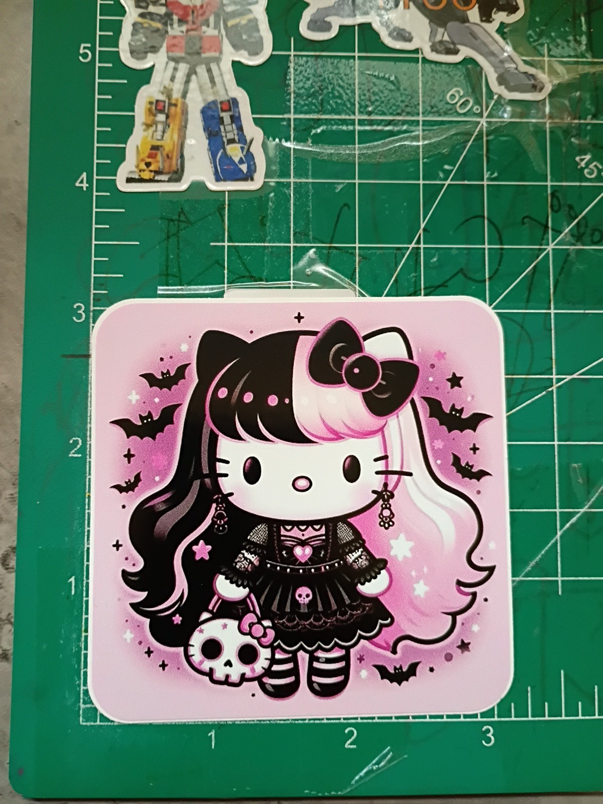 HELLO KITTY X VYNIL, HIGH GLOSS STICKER X 3X3 INCHES STICKER X SQUARE ROUND EDGE