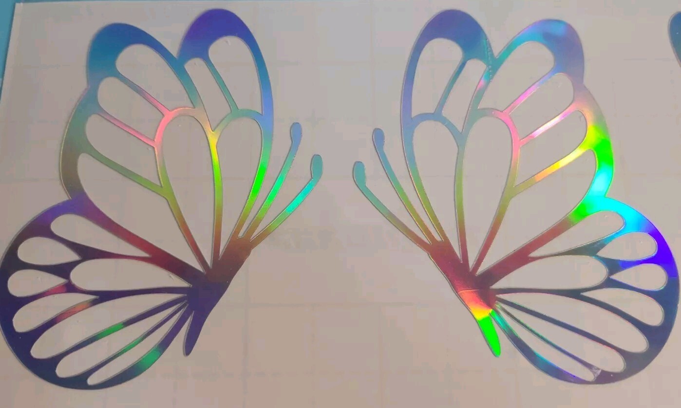 Butterflys decals. Waterproof. Pack Of 4 pieces. WHITE-BLACK- PINK- HOLOGRAPHIC
