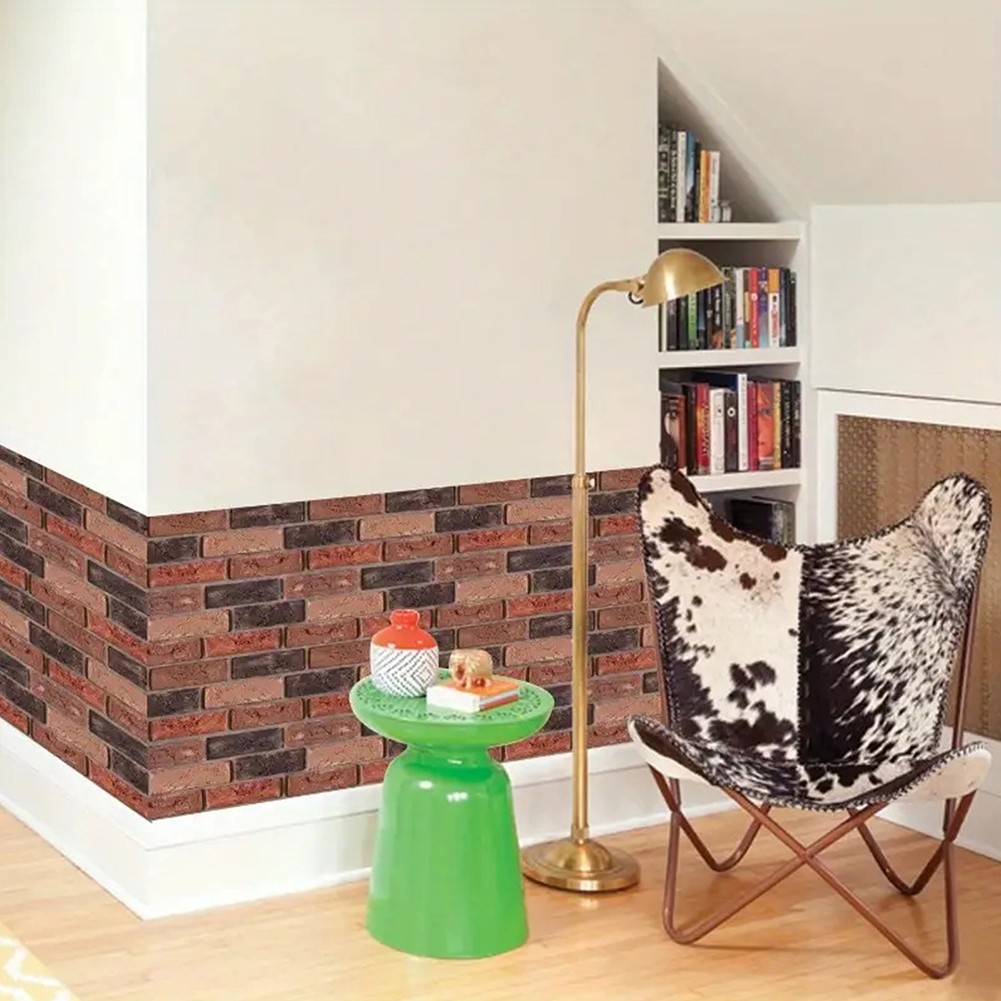 10-100Pcs 3D Tile Red Brick Wall Sticker Self-adhesive Foam Panel Wallpaper