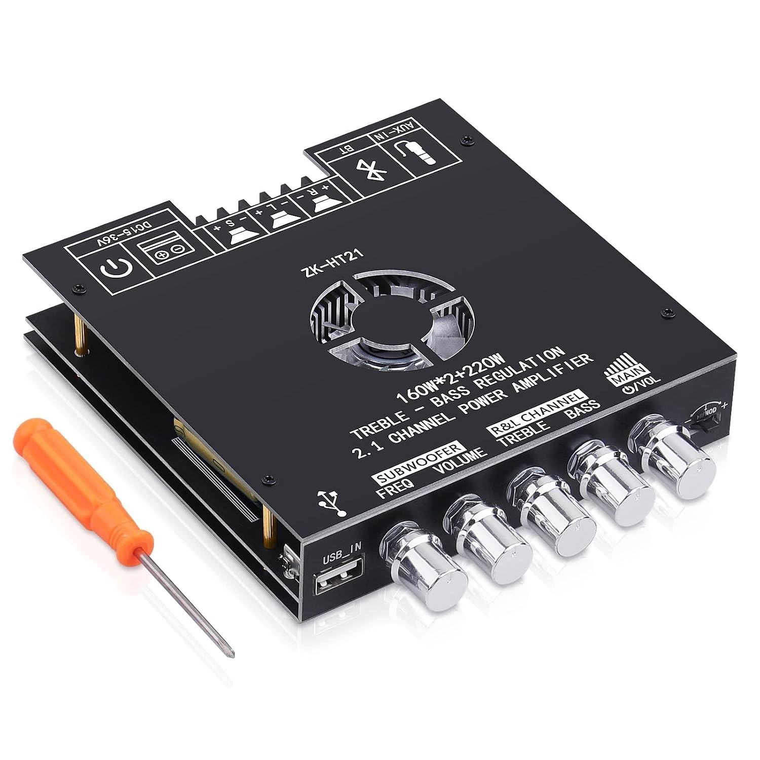 ZK-HT21 Bluetooth Amplifier Board 160W×2+220W Subwoofer 2.1 Channel Audio Amplif