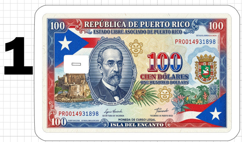 100 Dollar Puerto Rico Flag Bill Gift Credit Debit ATM Card Skin Sticker Art USA