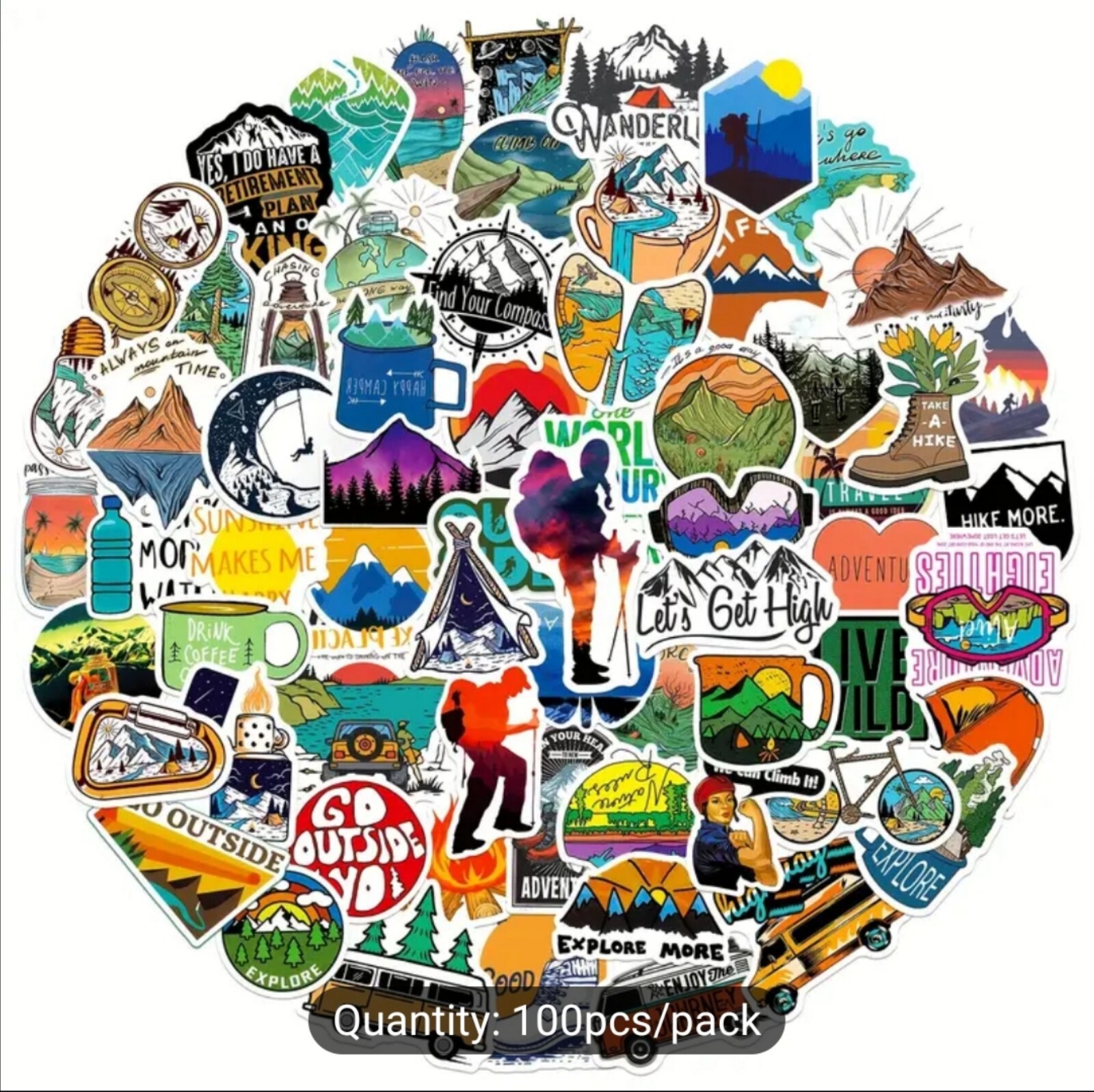 10 PCS Hiking Camping Outdoors Adventure Stickers BRAND NEW