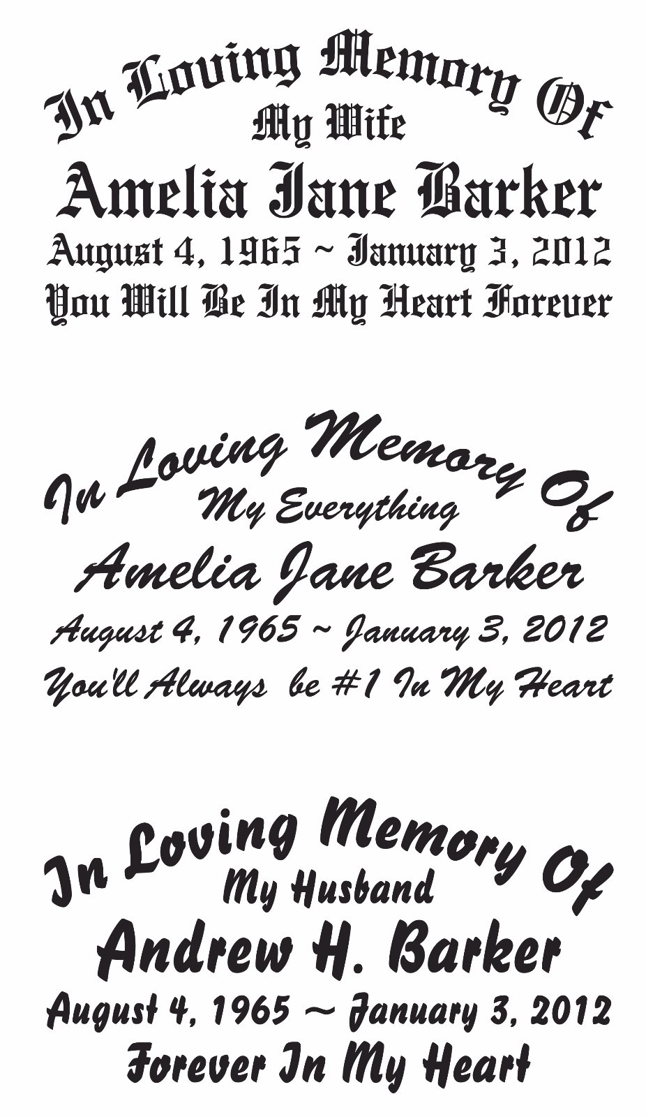 In Loving Memory Of – Personalized Wide Sticker Decal – Up to 5 Lines – 3 Sizes