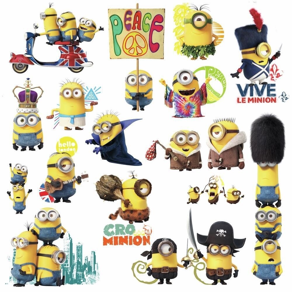 Despicable Me 2 MINIONS MOVIE Peel & Stick Wall Decals 16 Big Kids Room Stickers