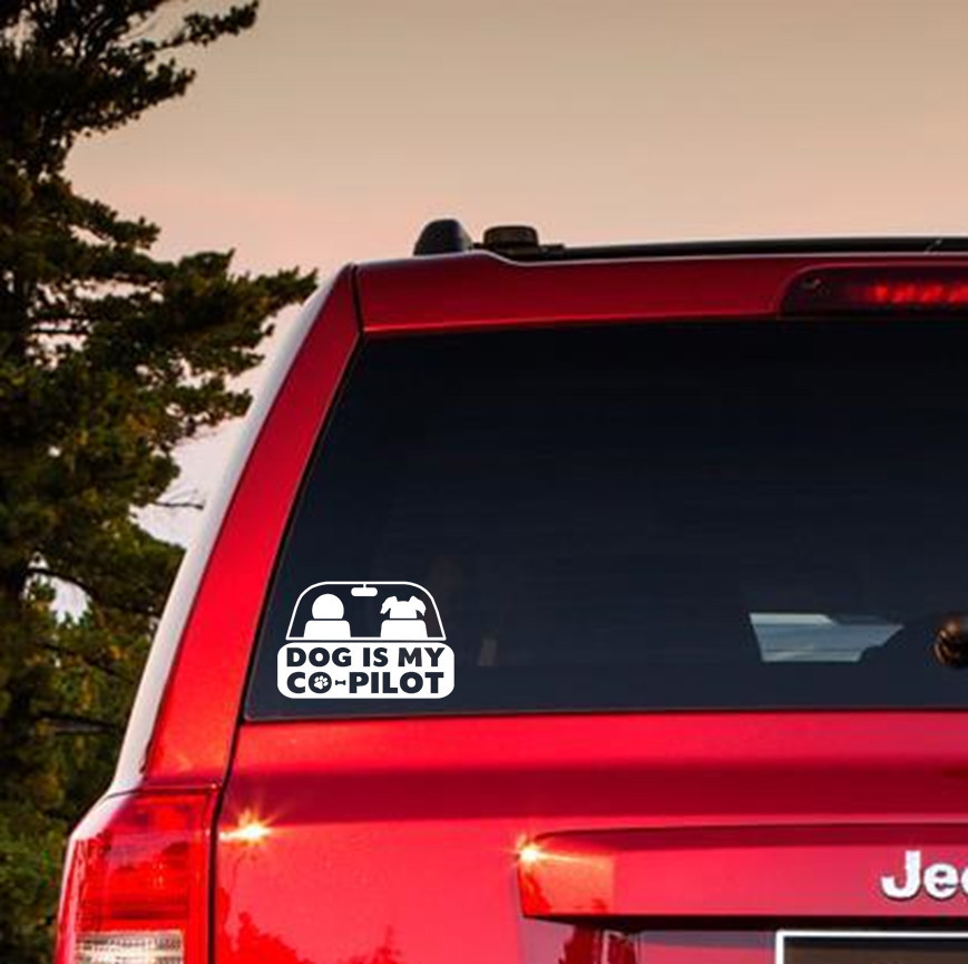DOG CO PILOT PUPPY FUNNY HUMOR VINYL DECAL STICKER for CAR SUV or ANIMAL RESCUER