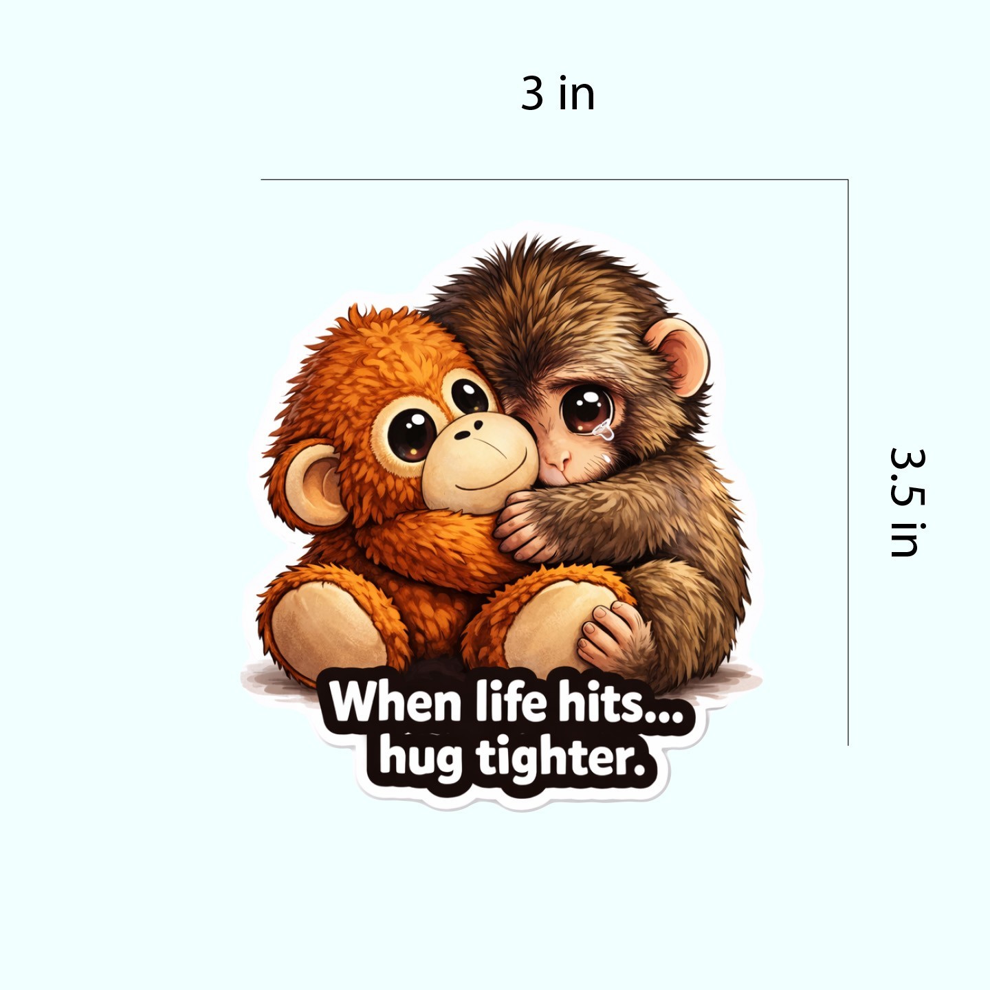 Punch Monkey “When Life Hits” Vinyl Sticker 3×3.5in Pack of 2
