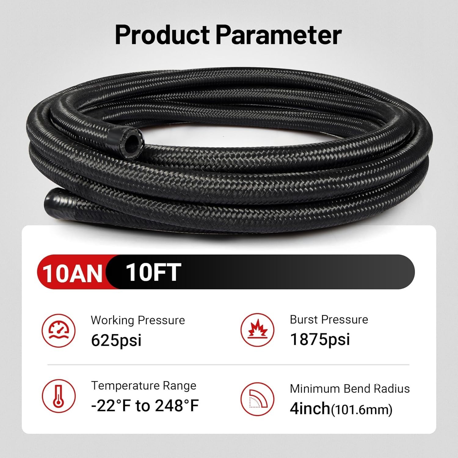Fuel Line Kit 10FT Black EVIL ENERGY Braided Nylon Hose