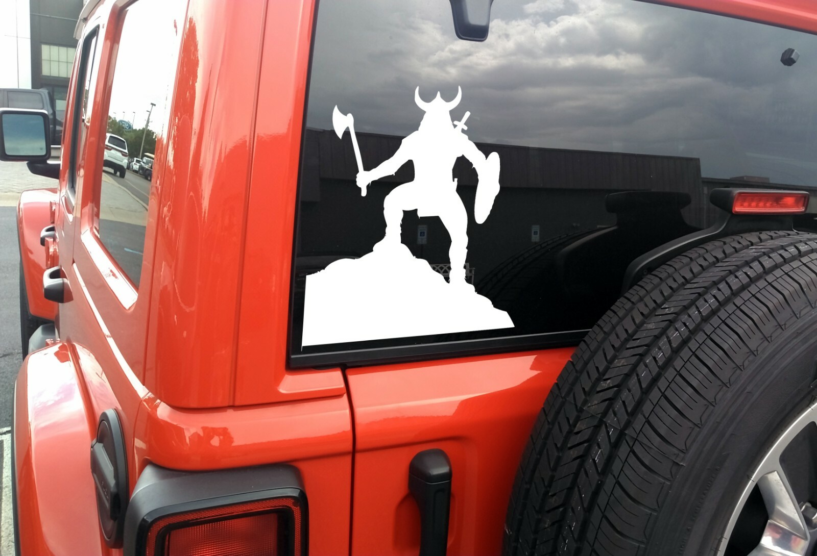 Viking Barbarian Berserker on Rock Vinyl Decal – Shield Axe Sword Norse Die Cut