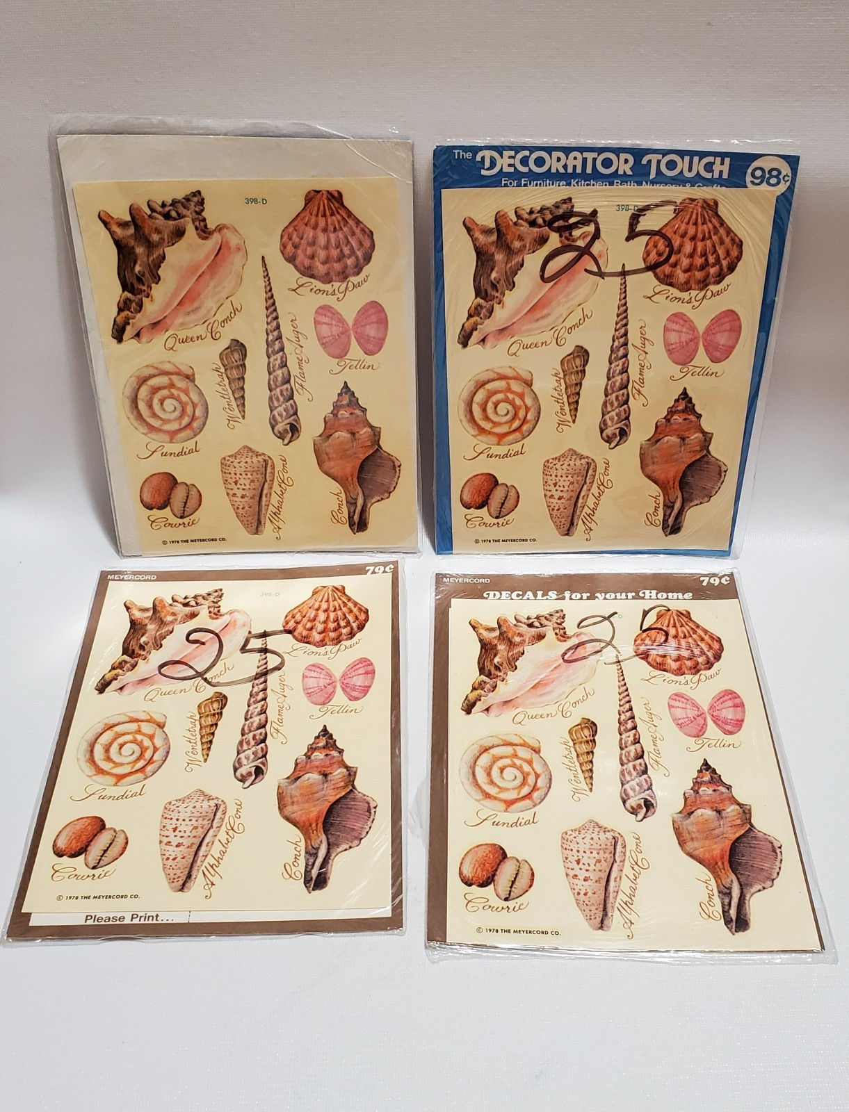 Vintage Lot Art Decals, Fruit & Floral, Children's, Shells, Snowflakes, Cactus