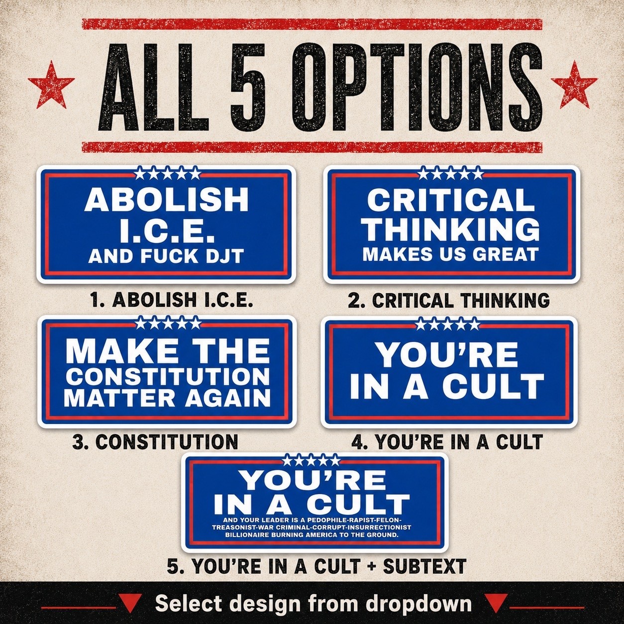 You’re In A Cult Political Stickers Anti Trump Protest Decals 3×1.5 Choose Pack