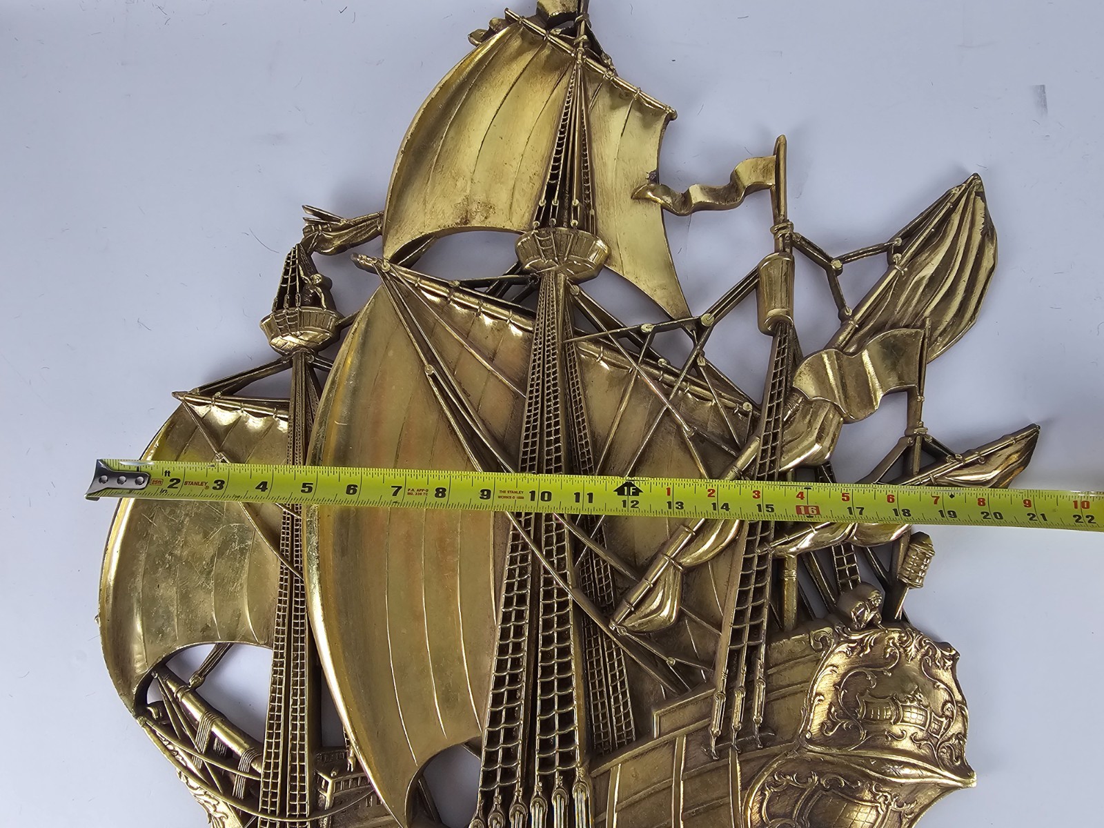 MCM 1958 Dart Nautical Clipper Ship Wall Plaque Gold Pirate Sailing Decor