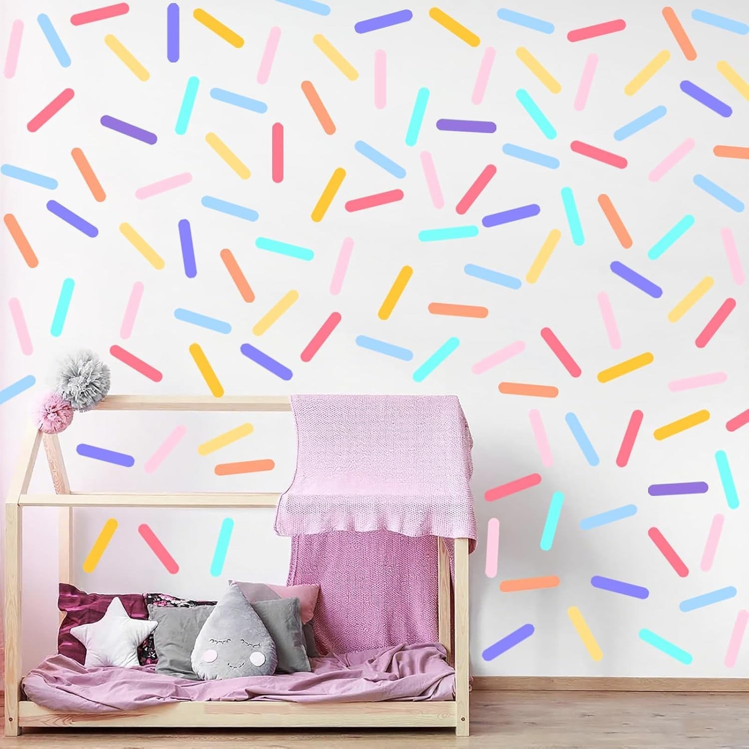 300 Pcs Confetti Wall Decals – Peel and Stick Sprinkle Vinyl Stickers for Kid…