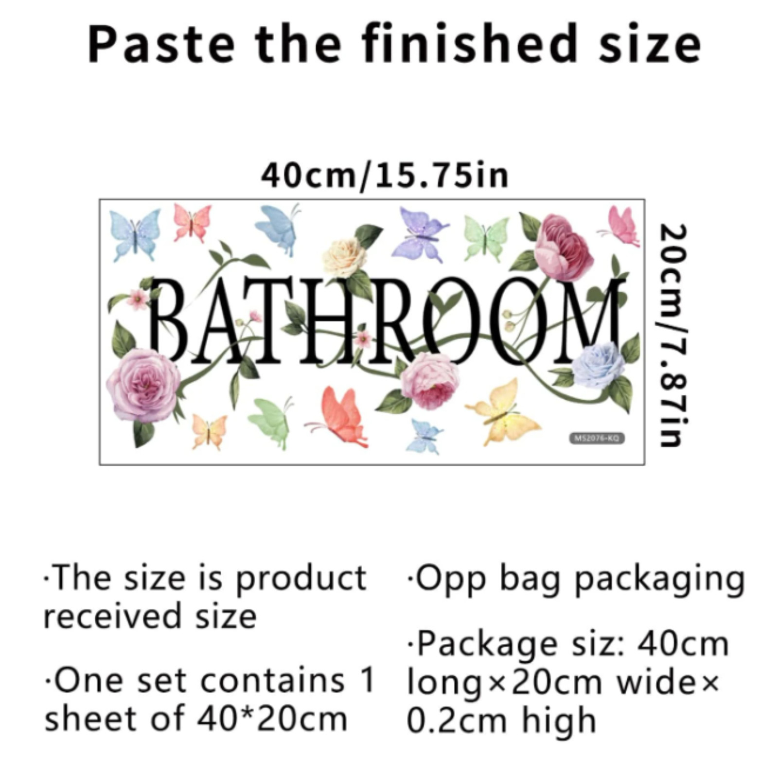 Bathroom Wall Sticker Letter Graphic PVC Waterproof Self-Adhesive Door Art Decor