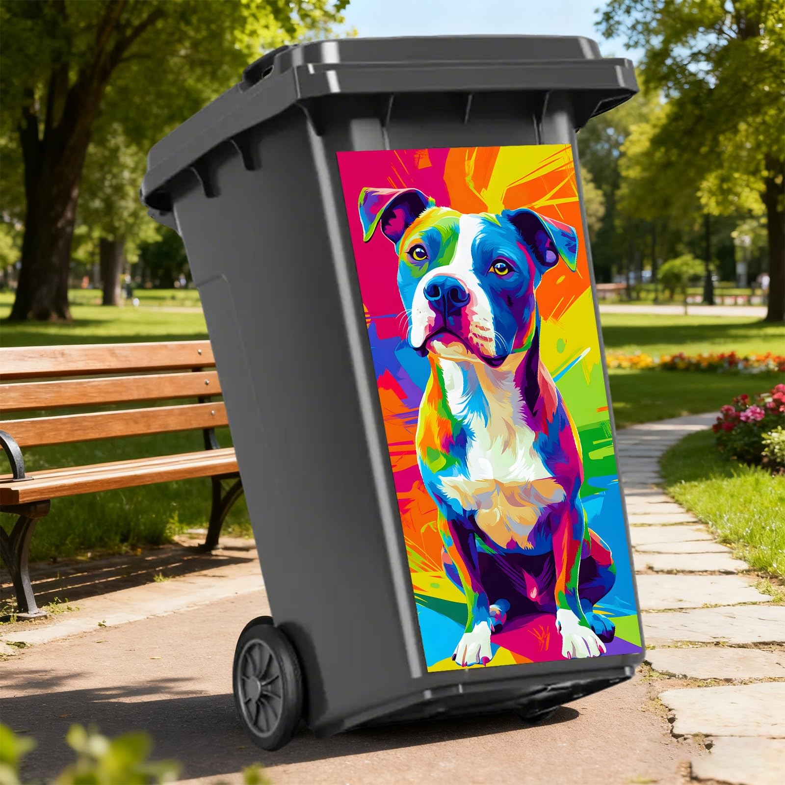Colorful Dog Garbage Can Stickers, PVC, 14.57×32.28 Inches – Trash Sticker fo…
