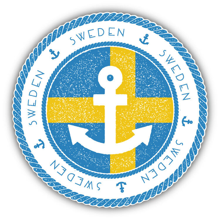 Sweden Flag Grunge Nautical Stamp Car Bumper Sticker Decal