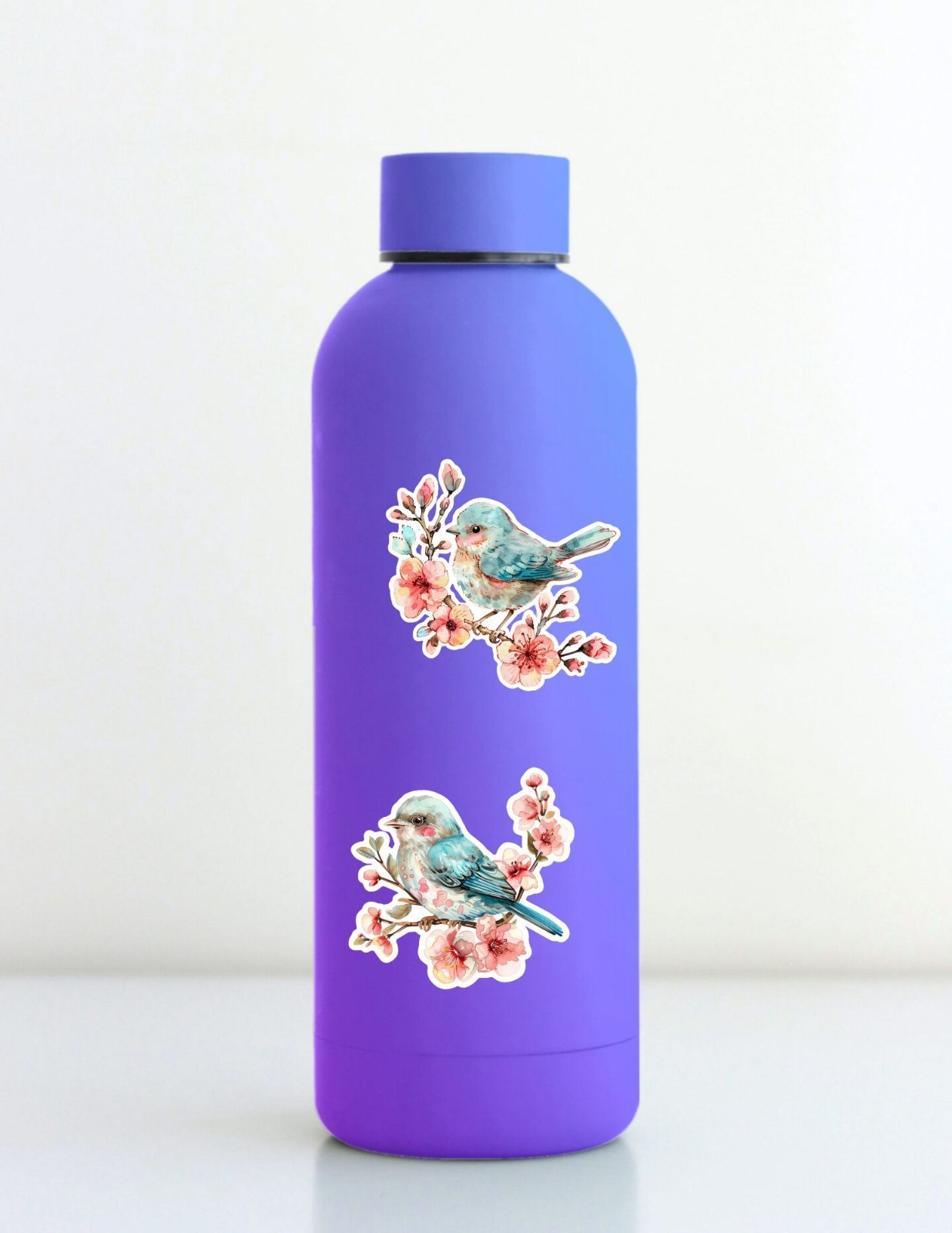 Blue Bird With Pink Flowers Die Cut Stickers Set Funny Sticker Laptop Sticker