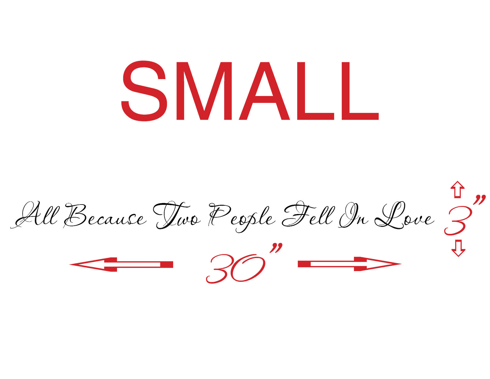 ALL BECAUSE TWO PEOPLE FELL IN LOVE wall vinyl sticker romantic art quote 2 SIZE