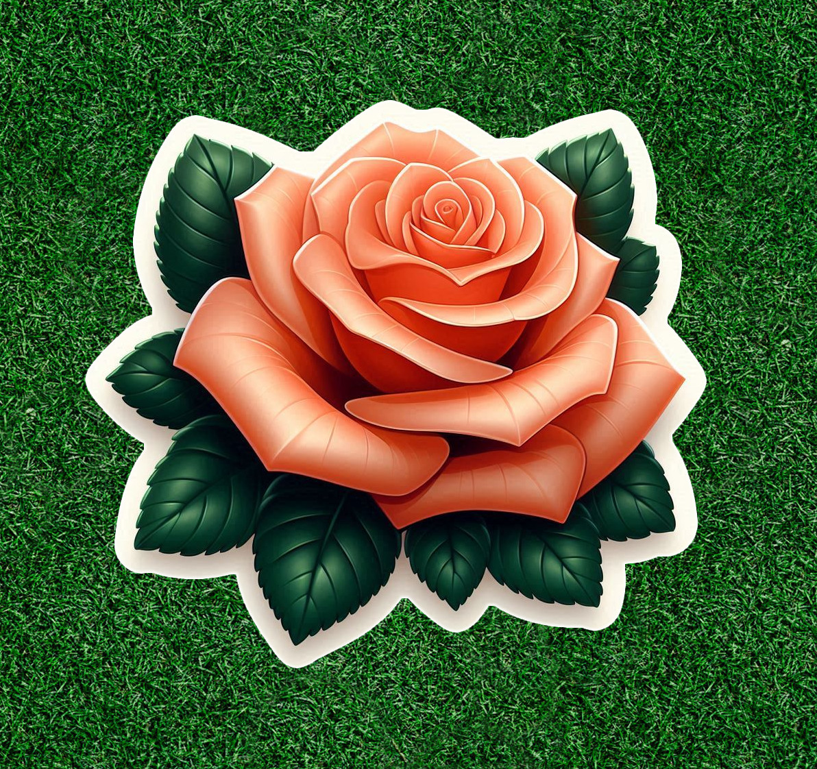 Beautiful peach color rose 100% waterproof vinyl sticker decal – many sizes
