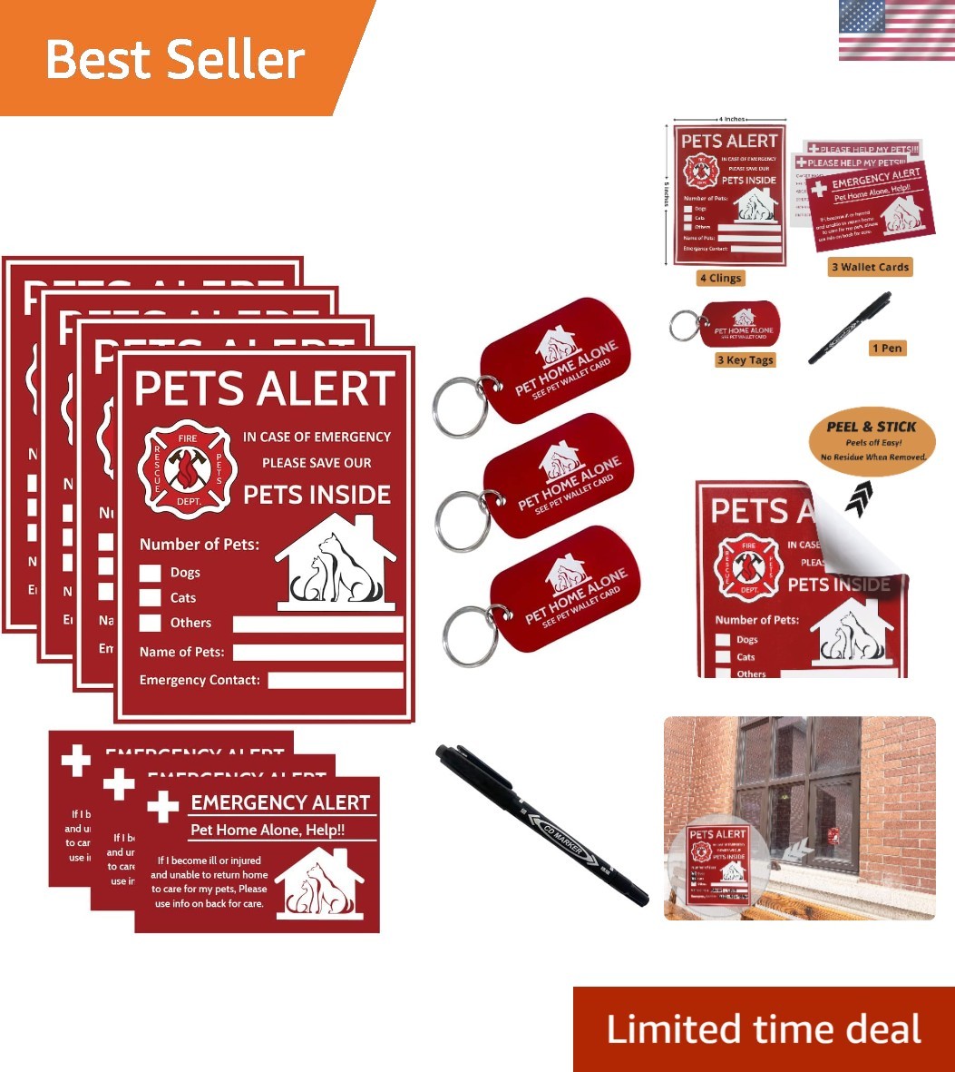 Custom Pet Inside Stickers with Wallet Cards for Emergency Situations – 11 Count