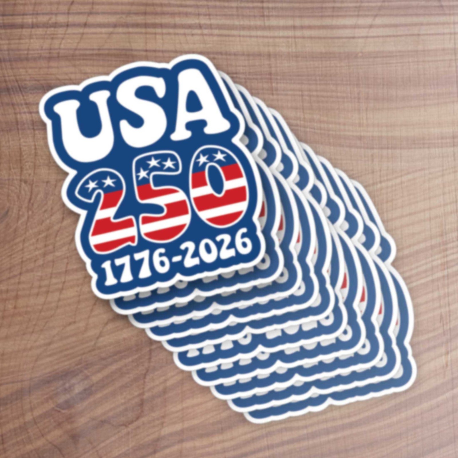 10 PACK Die Cut Stickers – Groovy America, Semiquincentennial, 250 Freedom USA