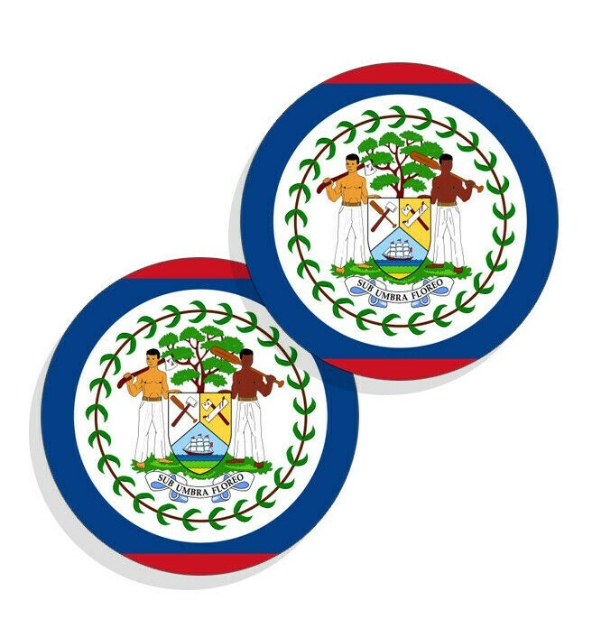 Belize Flag Stickers Flag Decals Vinyl Indoor Outdoor Stickers Round 4 pack