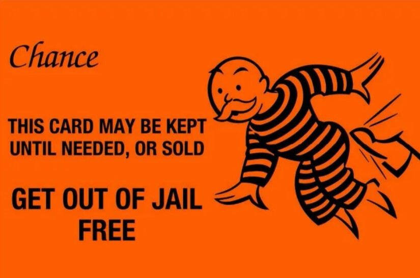 Monopoly Chance Card Get out of Jail Free 3.5 In STICKER Vinyl indoor/outdoor