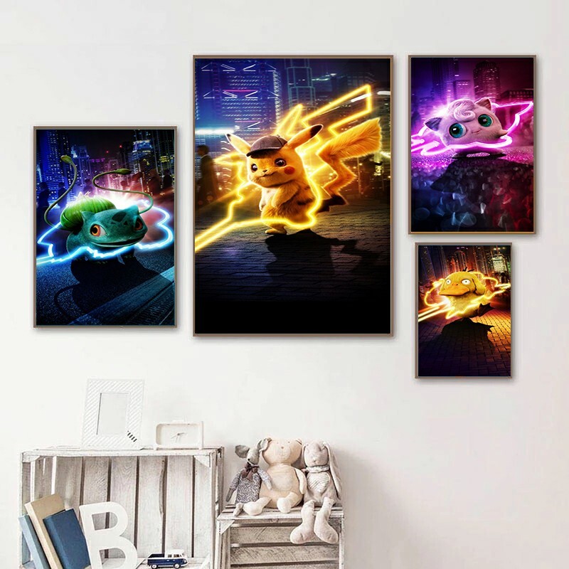 Poster Fabric Pokemon Without Framework Detective Pikatchu Dash 50×29 1/2in