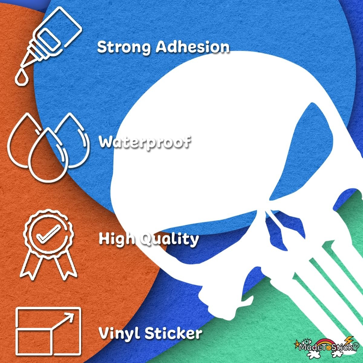 Skull Logo Tactical Gothic Style Vinyl Decal Car Motorcycle Sticker 3"x2"