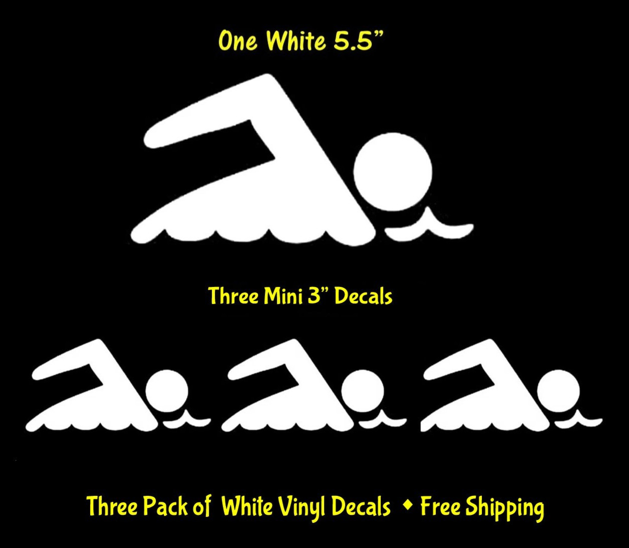 Swimmer Swimming Variety Pack White Vinyl Decals Car Truck Windows