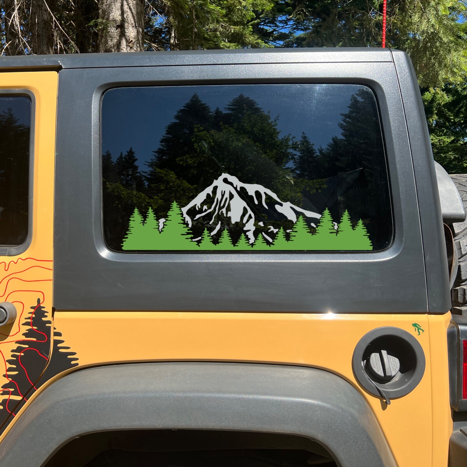 Mountain & Trees 2 Color Decal for Side Window of Jeep Wrangler Unlimited JK