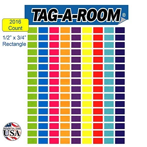 Color Coding Dot Label Stickers – 1/2" x 3/4" Rectangles, 9 Bright Colors, 2016