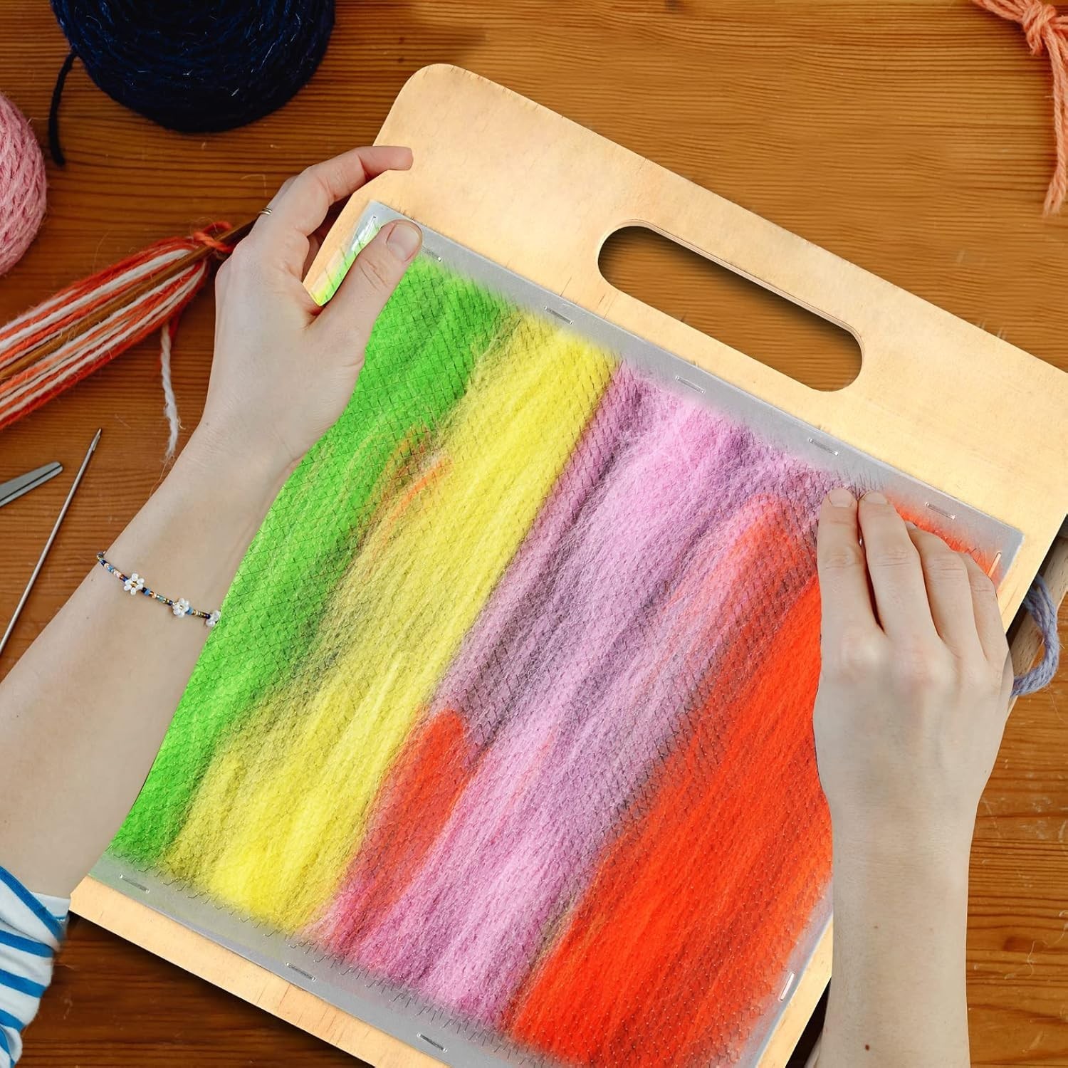 Wool Blending Board Carding Brush Set with Board and Brush for Rolags