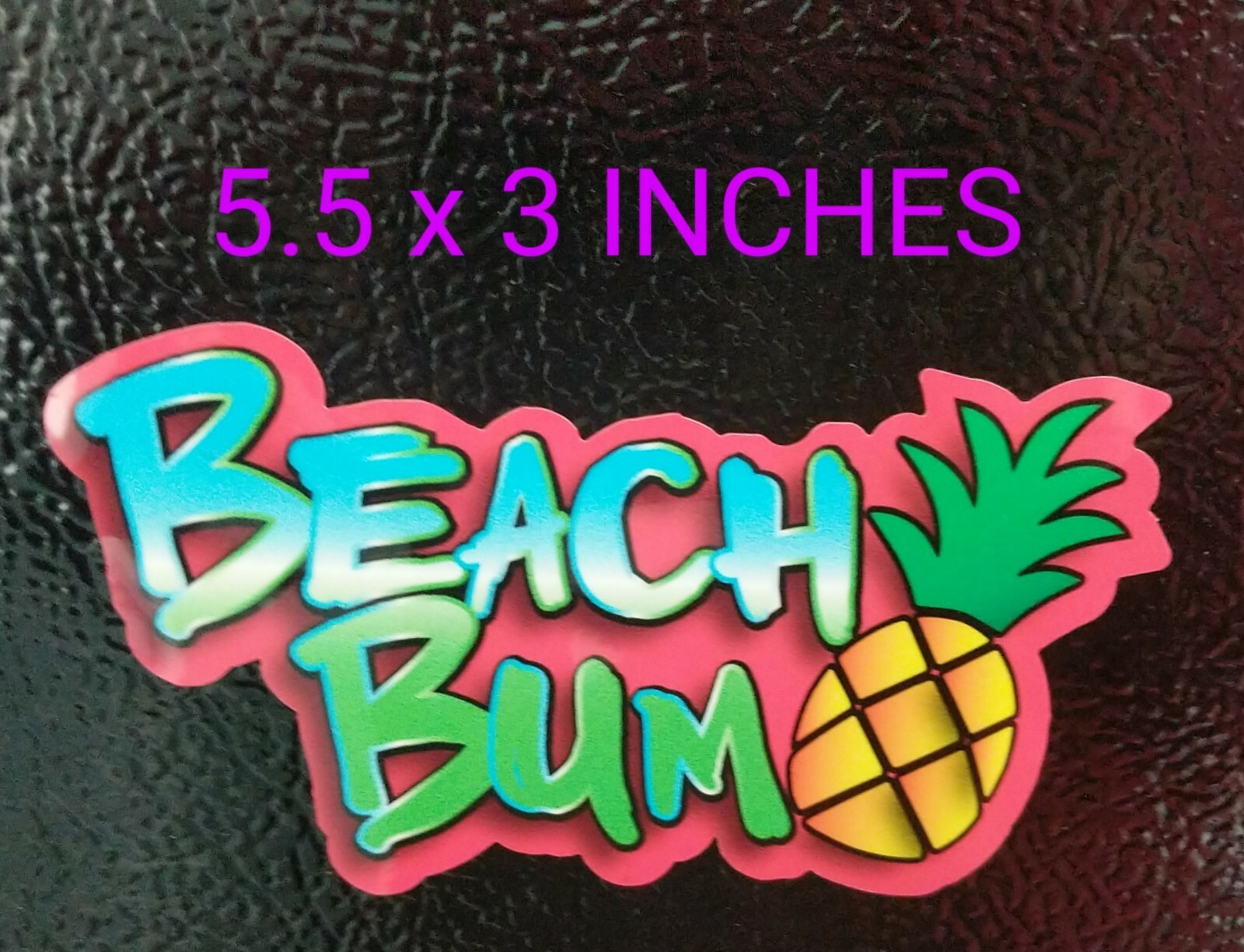Beach Bum Pineapple 5.5×3" Decal Printed Vinyl Sticker Pink Tropical Ocean Life
