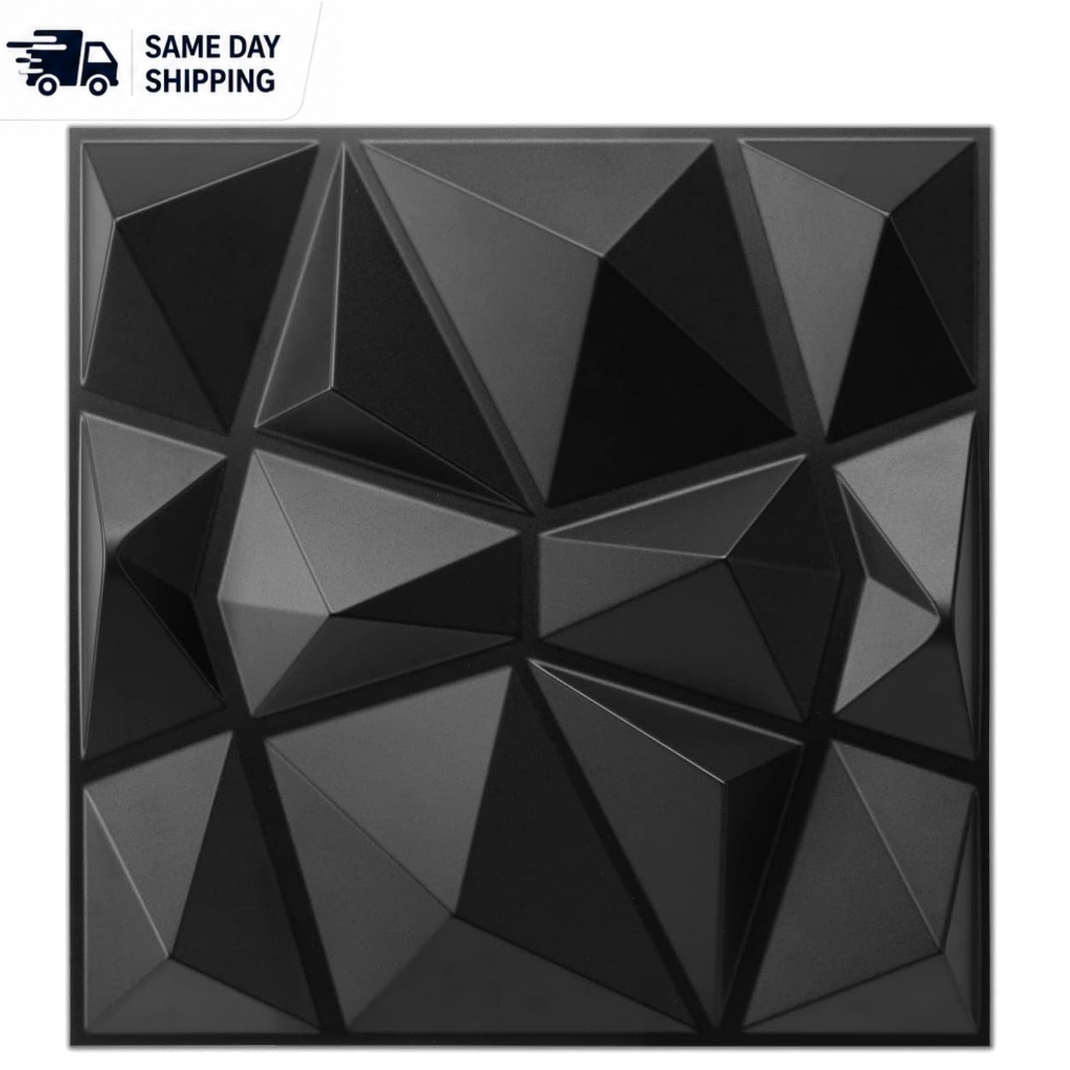 Elegant 3D Diamond Design Wall Panels – Matte Black, 33 Pack for Indoor Decor