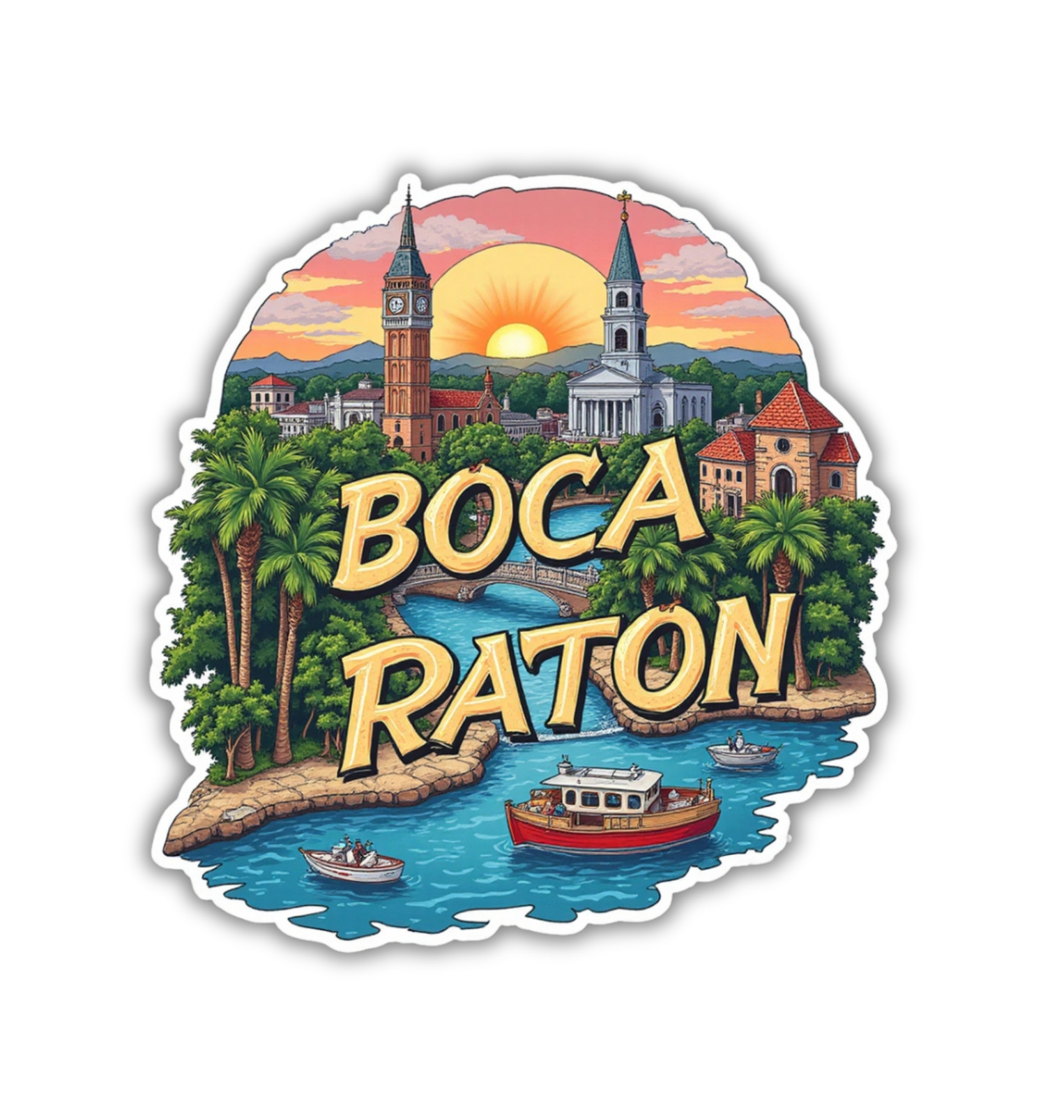 Boca Raton Florida Fridge Magnet or Laptop Sticker