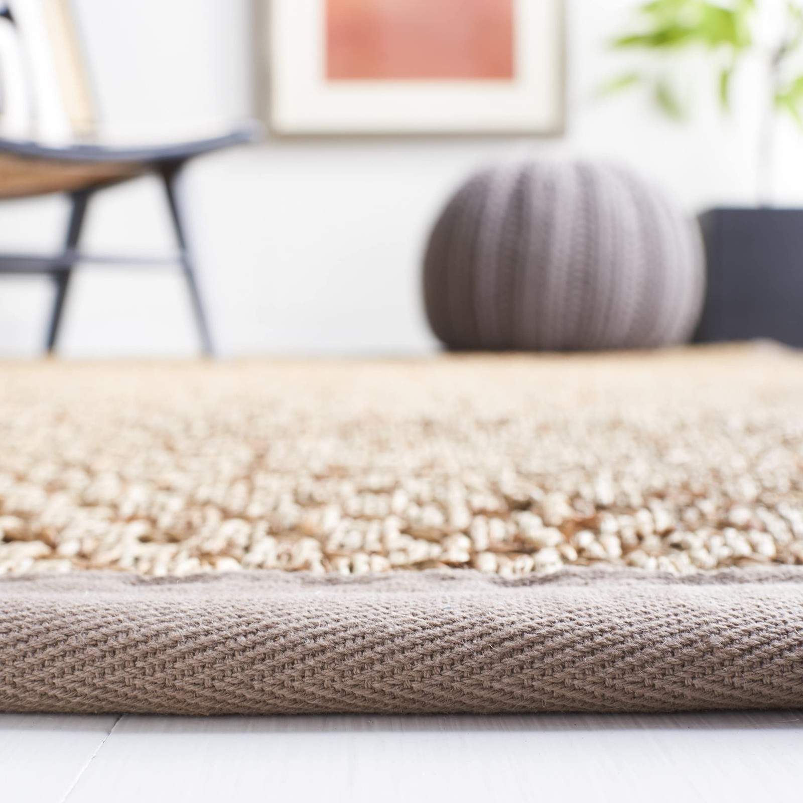 SAFAVIEH Natural Fiber Collection Runner Rug – 2'6" x 12', Natural & Grey, Bo…