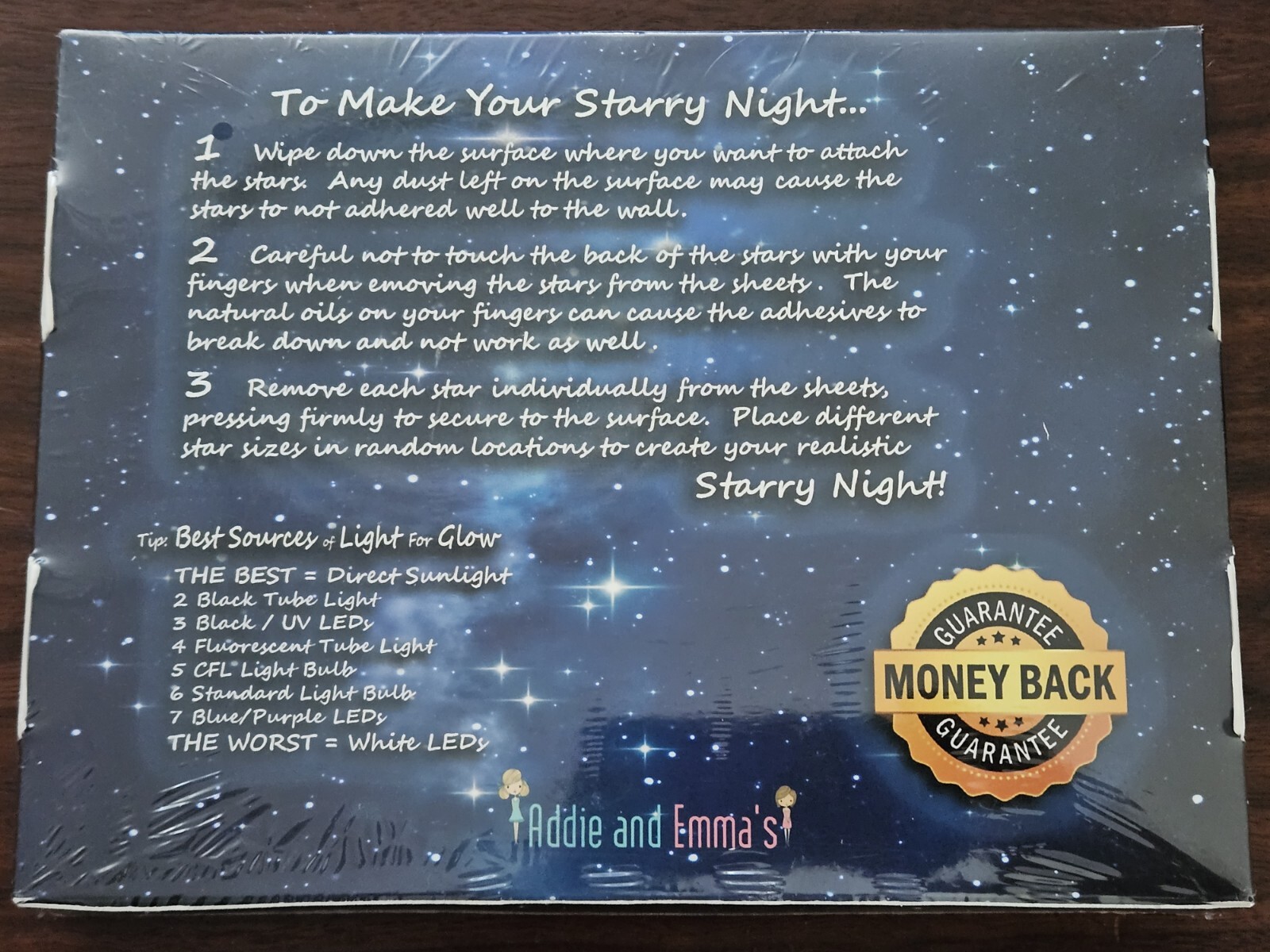 Addie and Emma's Starry Night Super Bright 3D Domed Stickers New In Sealed Box