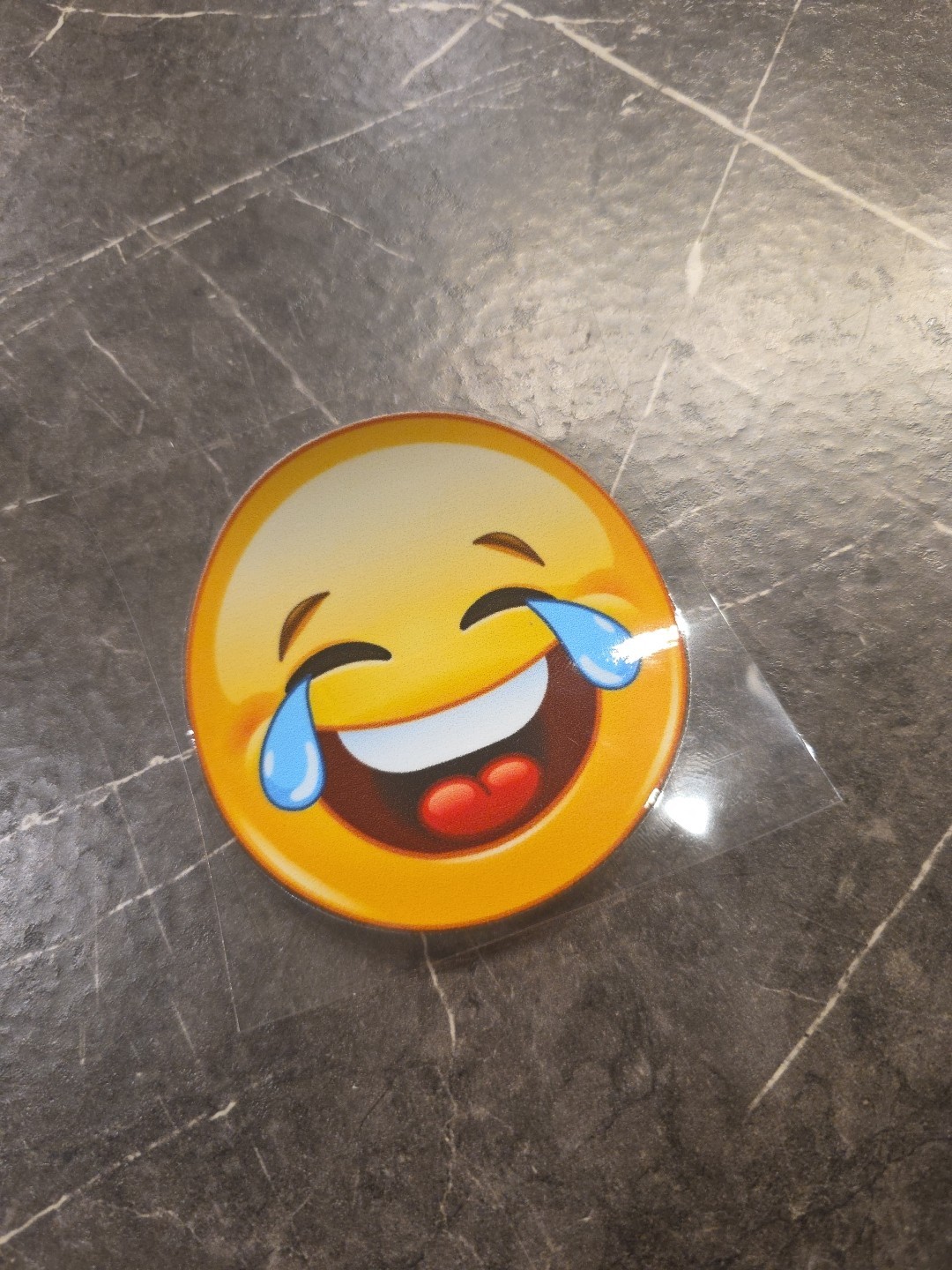 Tears Of Joy Smiley Face Emoji UV DTF Raised Decal Sticker Color Waterproof