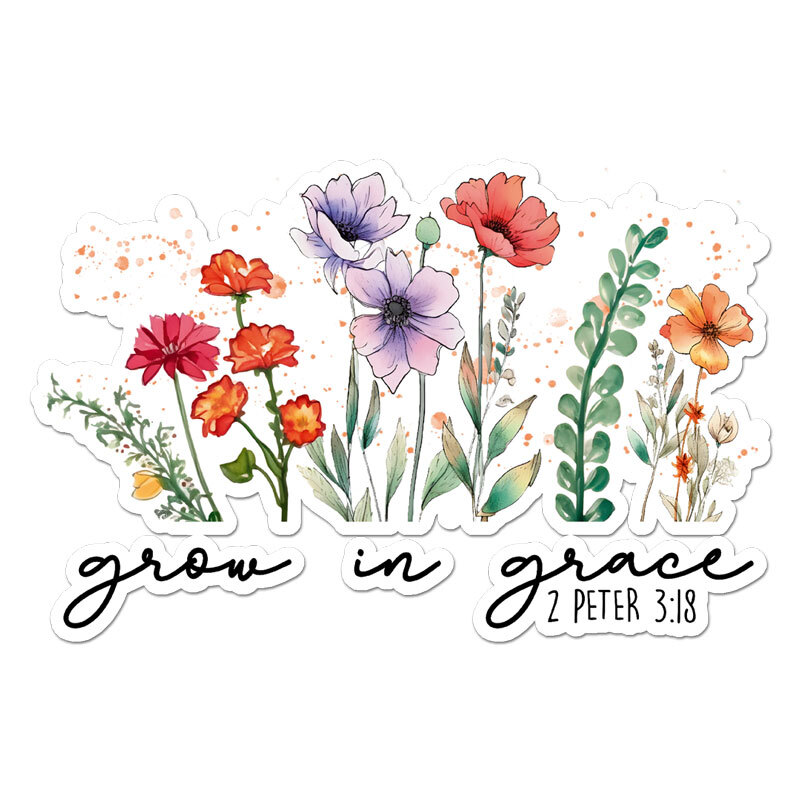 2 Peter 3:18 Grow In Grace, Vinyl Decal Sticker, Indoor Outdoor, 3 Sizes, #11503