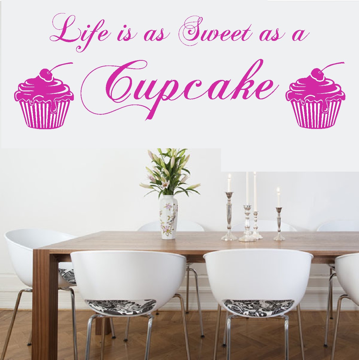 LIFE IS AS SWEET AS A CUPCAKE QUOTE WALL ART STICKER BEDROOM KITCHEN HOME