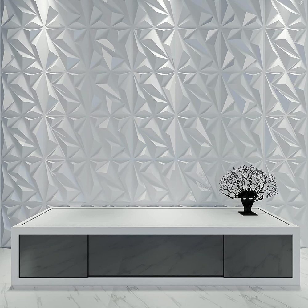 12pcs 3D Wall Panels Decorative Wall Boards 30cm*30cm Square PVC Panels White